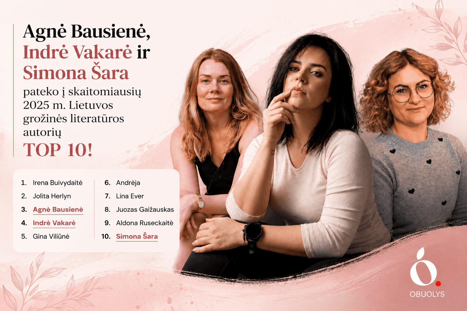 Net trys leidyklos „Obuolys“ autorės – skaitomiausių Lietuvos rašytojų TOP 10! - OBUOLYS