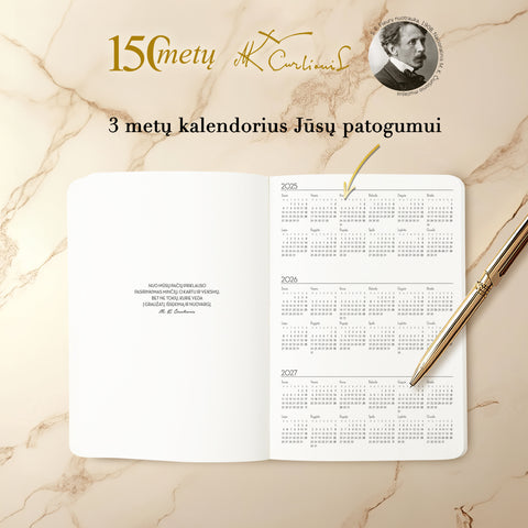 BIČIULYSTĖ: 2025 m. darbo kalendorius su M. K. Čiurlionio paveikslu + personalizacija