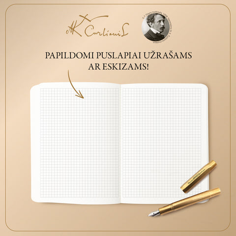 PILIES PASAKA: 2026 m. darbo kalendorius su M. K. Čiurlionio paveikslu (minkštais viršeliais) + galimybė personalizuoti