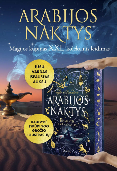 ARABIJOS NAKTYS: gražiausios spalvotai iliustruotos „Tūkstantis ir viena naktis“ istorijos + galimybė personalizuoti!