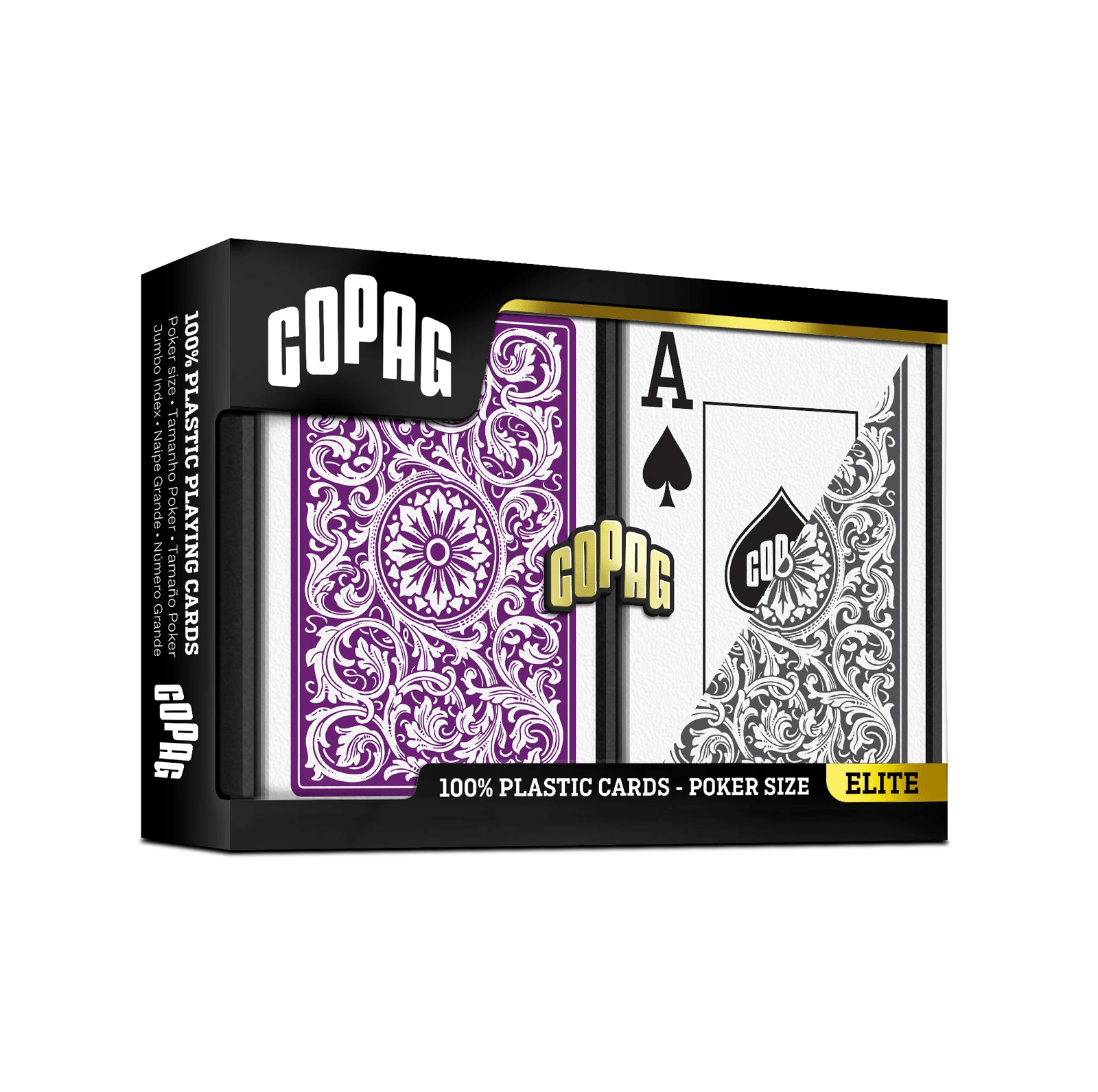 1546 Elite Poker size Jumbo index žaidimo kortos dviguba kaladė (violetinė/pilka) Copag - OBUOLYS