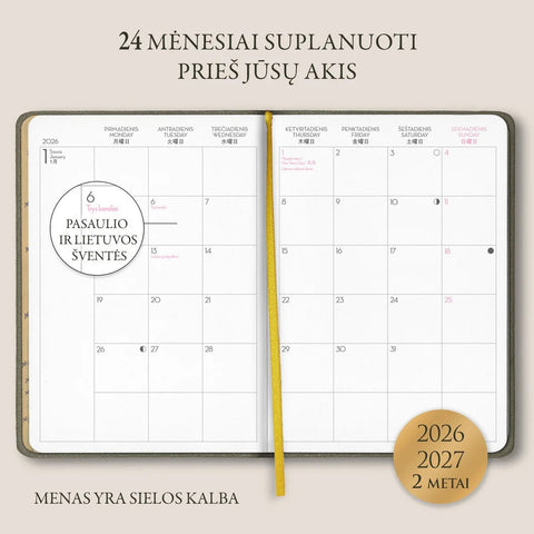 2 metų (2026 - 2027) M. K. Čiurlionio įkvėptas darbo kalendorius (Knygos su defektais) - OBUOLYS