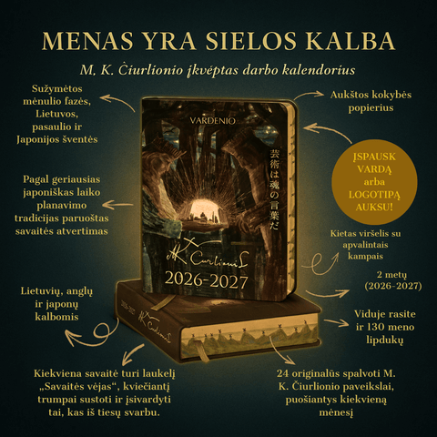 2 metų (2026 - 2027) M. K. Čiurlionio įkvėptas darbo kalendorius (Knygos su defektais) - OBUOLYS