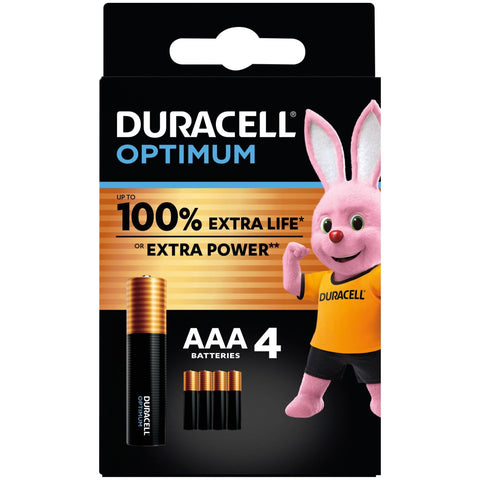Duracell AAA Optimum 1.5V MX2400 šarminės baterijos 4 vnt.