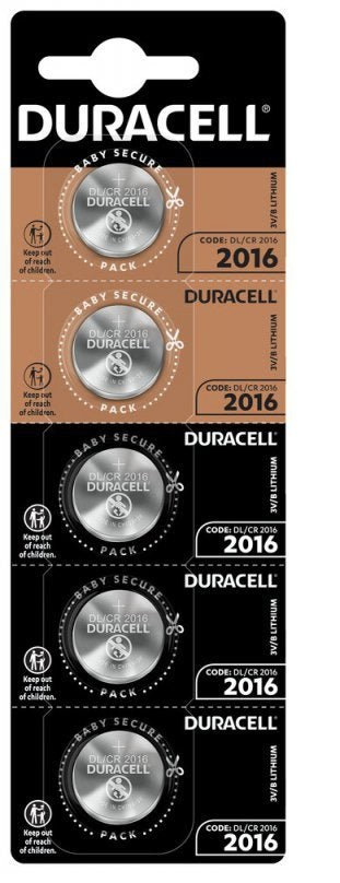Duracell CR2016 HSDC 3V DL2016 ličio baterijos 5 vnt.