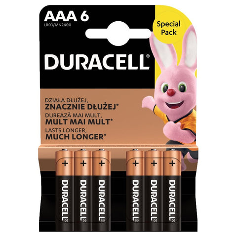 Duracell AAA LR03 1.5V MN2400 šarminės baterijos 6 vnt.