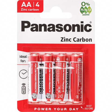 Panasonic AA R6 Zinc Carbon baterijos 4 vnt.