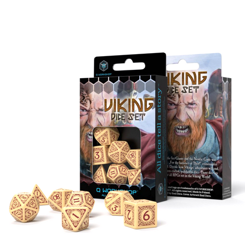 Viking kauliukų rinkinys smėlio ir bordinės spalvos