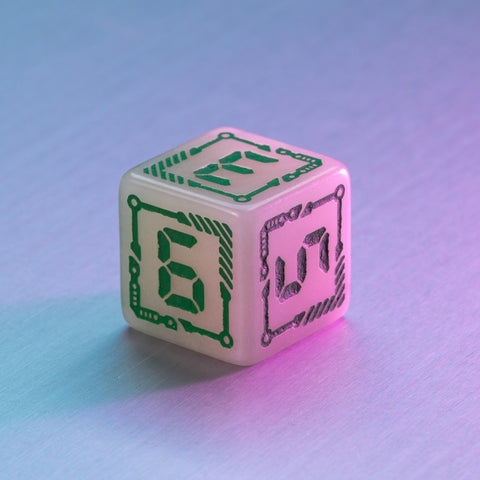 Digital Glowing kauliukų rinkinys pieniškos švytinčios ir žalios spalvos