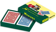 ''98'' pokerio kortų 2 kaladžių rinkinys Modiano Limituodo leidimo dėžutėje (raudonos ir mėlynos) - OBUOLYS