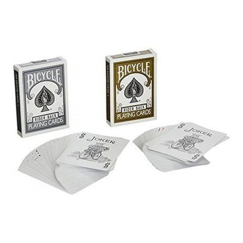 Bicycle Prestige Line Rider Back 2 pokerio kaladžių rinkinys (aukso ir sidabro sp.)