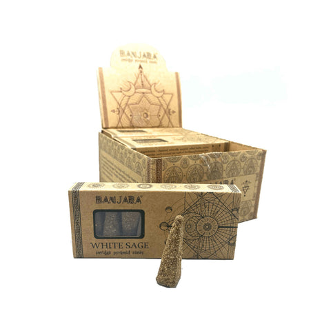 Banjara Smudge Piramidės formos kūgeliai smilkinimui  - White Sage