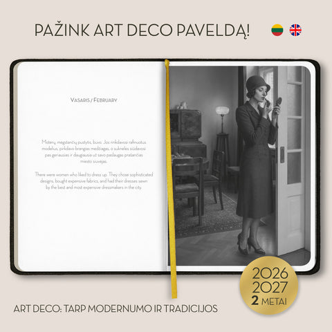 ART DECO: tarp modernumo ir tradicijos – 2 metų darbo ir įkvėpimo knyga + galimybė personalizuoti