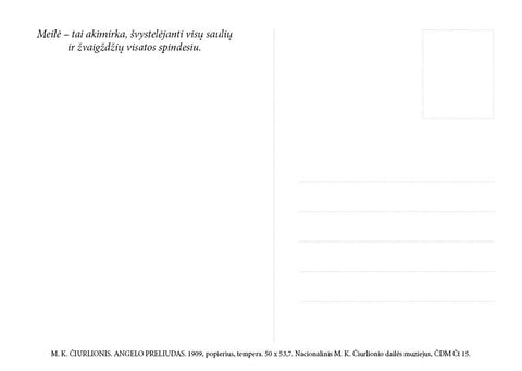 M. K. ČIURLIONIO ATVIRUKAS: meninis atvirukas „Angelo preliudas“ su citata