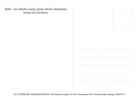 M. K. ČIURLIONIO ATVIRUKAS: meninis atvirukas „Rojus“ su citata