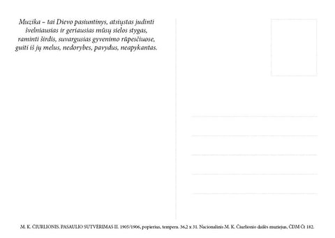 M. K. ČIURLIONIO ATVIRUKAS: meninis atvirukas „Pasaulio sutvėrimas II“ su citata