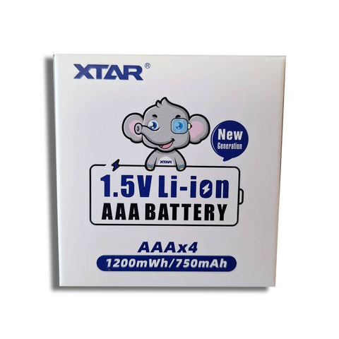 Xtar AAA įkraunamos Li-ion baterijos 1200mWh 680/750mAh  su dėžute 4 vnt.