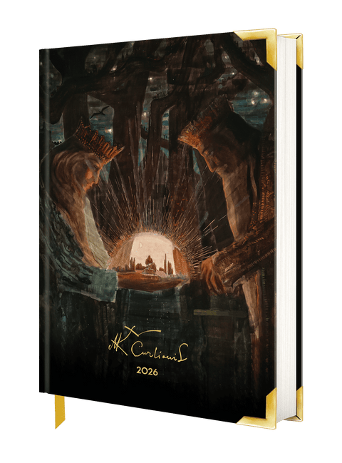 DARBO KNYGA „KARALIŲ PASAKA 2026“: įkvėpta Čiurlionio vizijų + galimybė personalizuoti + nemokami metalo kampai