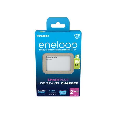 Panasonic Eneloop BQ-CC87 Smartplus USB kelioninis (su 4xAA) Baterijų įkroviklis