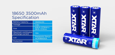 Xtar 18650  įkraunama baterija 3500 mAh
