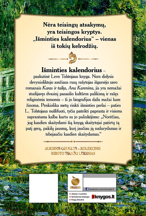 IŠMINTIES KALENDORIUS: kasdienės mintys puoselėti sielą, kurias iš svarbiausių pasaulio tekstų surinko ir užrašė Levas Tolstojus