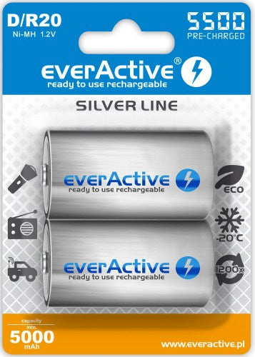 EverActive R20 5500 Silver Line šarminės baterijos 2 vnt.