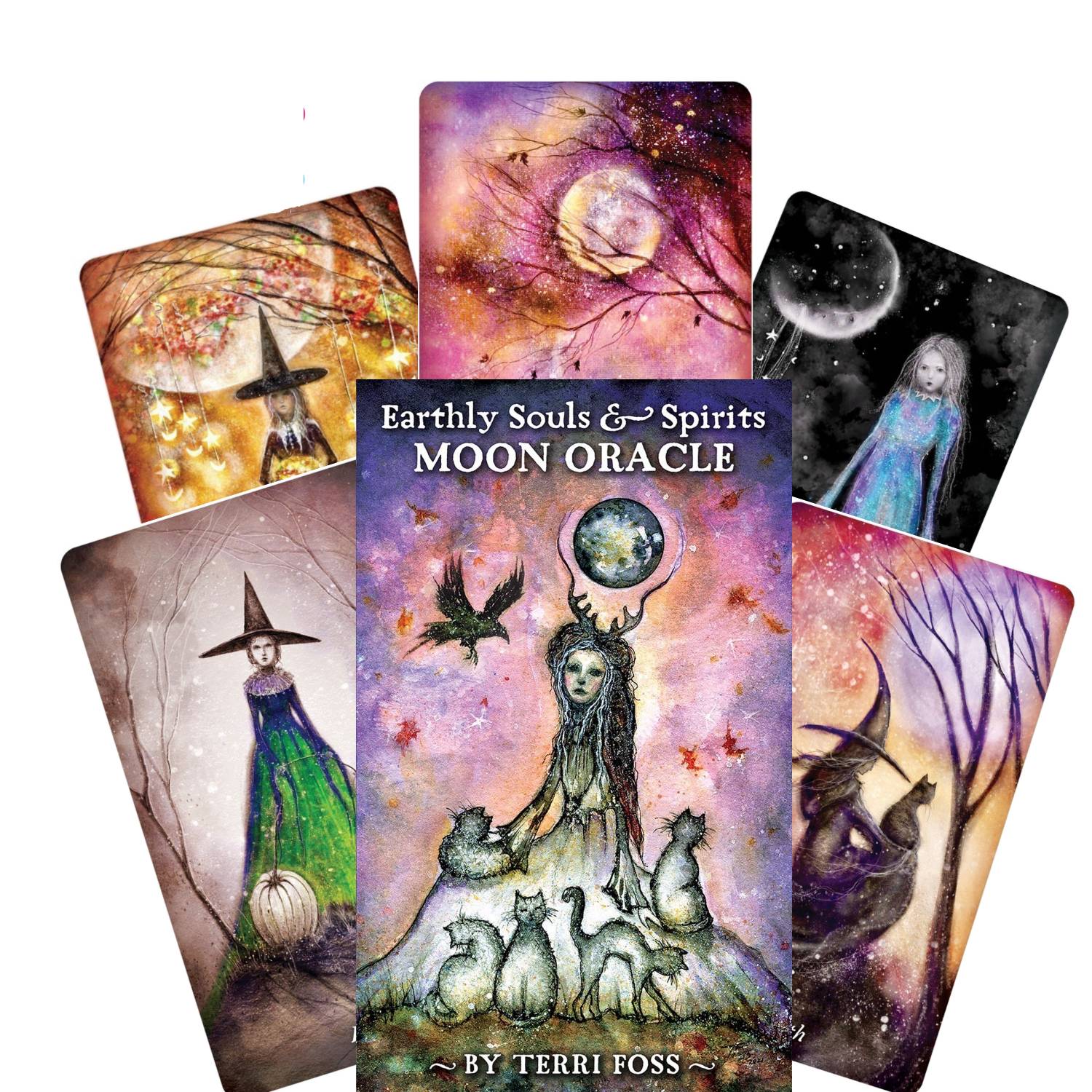 EARTHLY SOULS & SPIRITS MOON ORACLE: mėnulio magijos ir gamtos ryšio orakulo kortos + knyga
