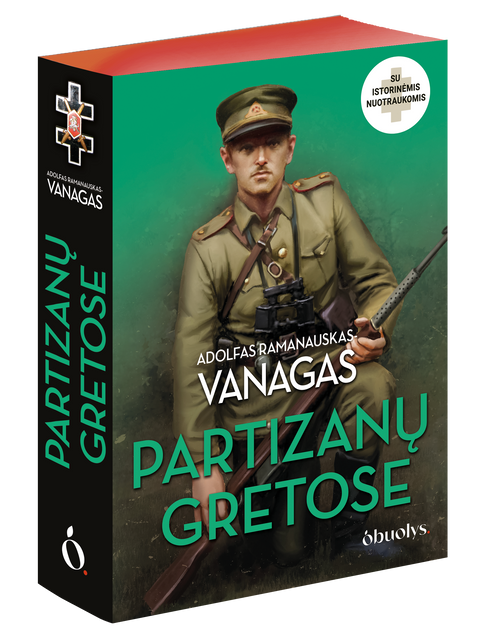 PARTIZANŲ GRETOSE: A. Ramanausko-Vanago autobiografija + istorinės nuotraukos + raudona puslapių briauna su citata