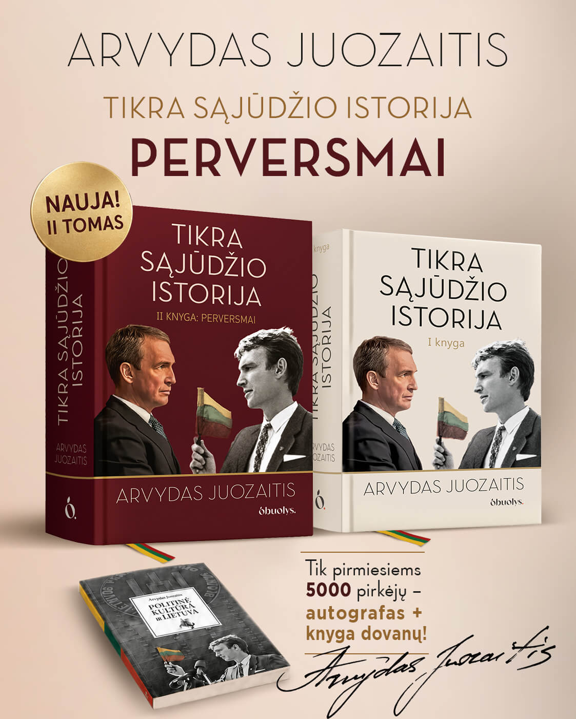 Tikra Sąjūdžio istorija. II knyga – Perversmai + Arvydo Juozaičio autografas ir dovana