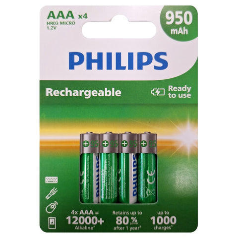 Philips AAA HR03 950mAh pakraunamos baterijos 4 vnt.