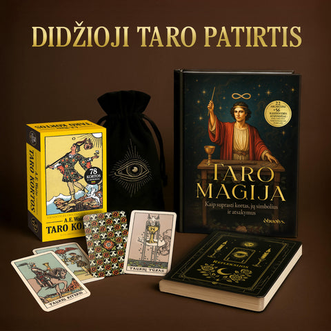 DIDŽIOJI TARO PATIRTIS: kortos, knyga, užrašinė ir ritualai – viskas tavo magiškai kelionei (kartu pigiau!)