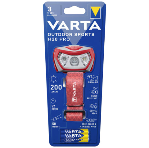 Varta Outdoor sports H20 PRO 17650 prožektorius ant galvos
