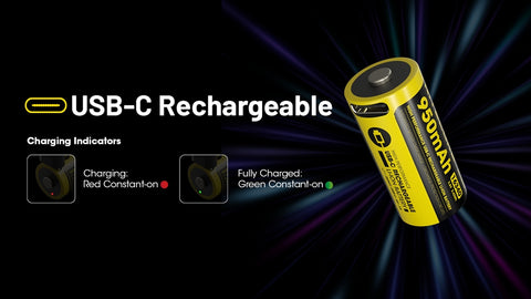 NITECORE 16340 NL169R 950mAh USB-C baterija 1 vnt.