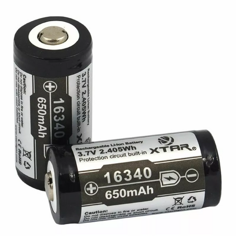 Xtar 16340 įkraunama baterija 650 mAh