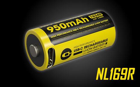 NITECORE 16340 NL169R 950mAh USB-C baterija 1 vnt.