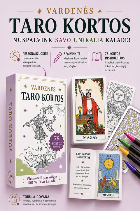 A. E. Waite Taro kortos lietuviškai: personalizuojamos ir spalvojamos - OBUOLYS