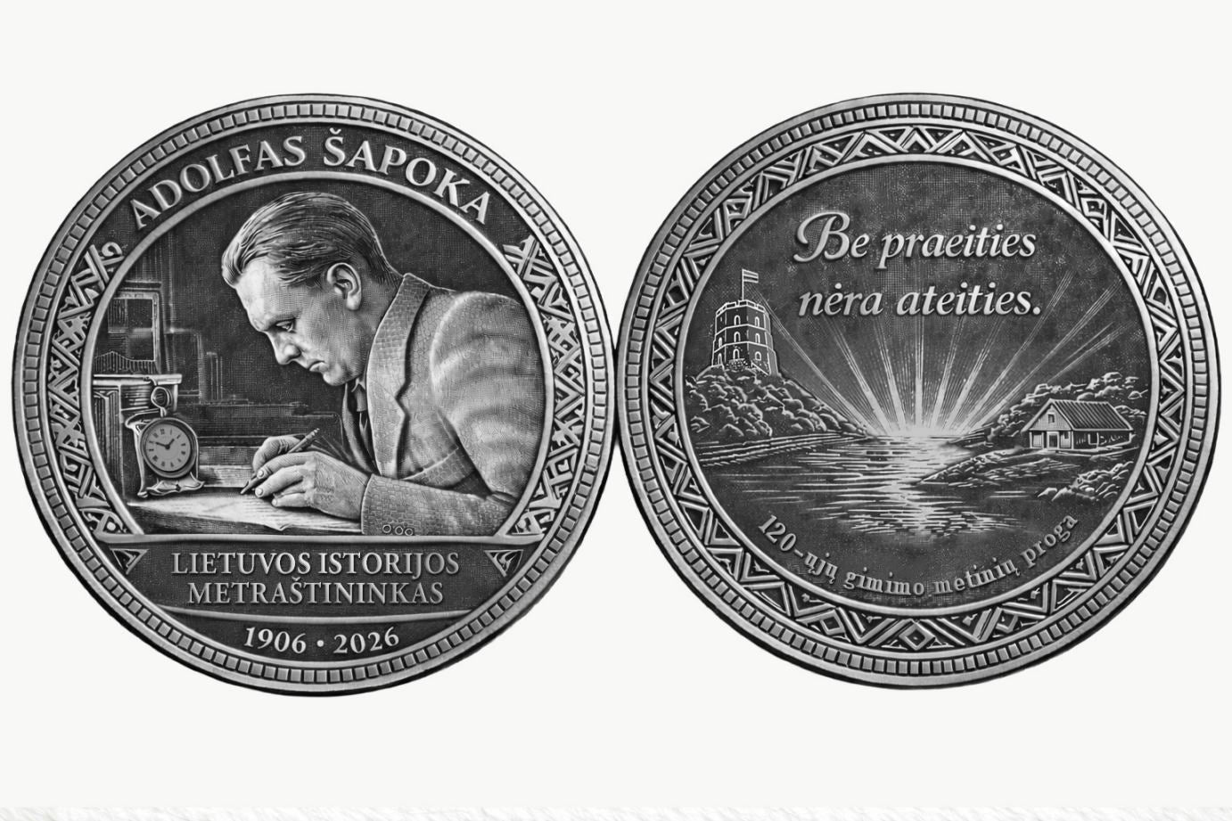 Adolfas Šapoka – 120 metų nuo gimimo – Kolekcinis medalis | Lietuvos Atminties Kolekcija Nr. I - OBUOLYS