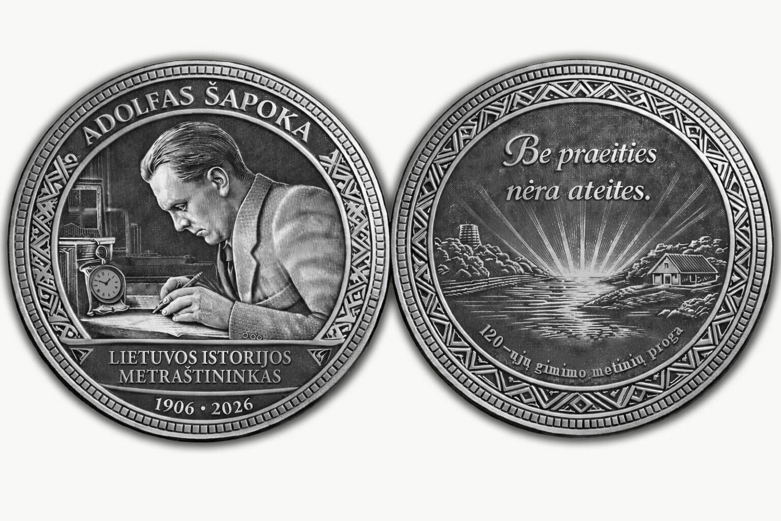 Adolfas Šapoka – 120 metų nuo gimimo – Kolekcinis medalis | Lietuvos Atminties Kolekcija Nr. I - OBUOLYS