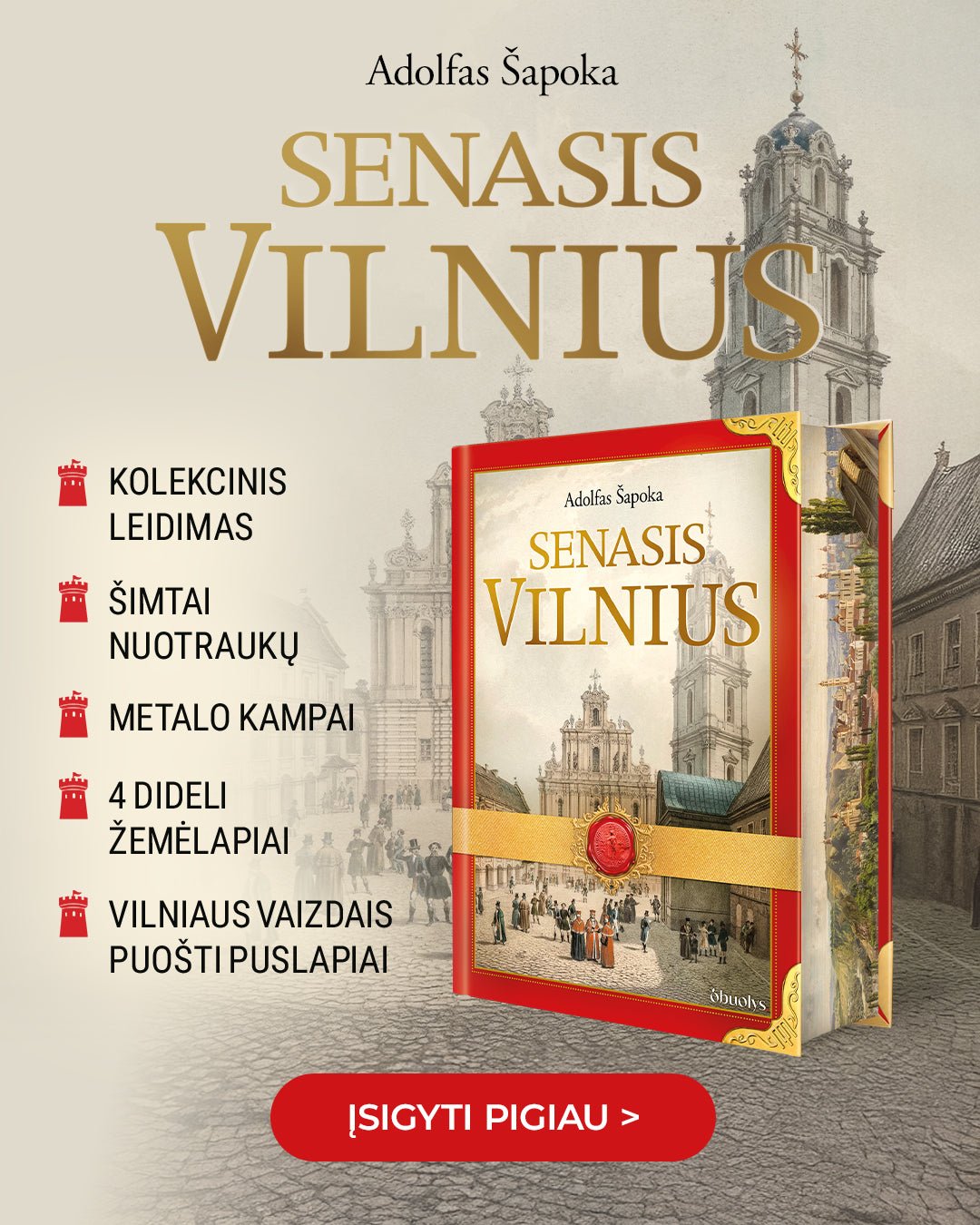 Adolfas Šapoka – LIETUVOS ISTORIJA + SENASIS VILNIUS (kolekcinis rinkinys) - OBUOLYS