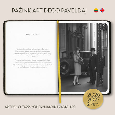 ART DECO: tarp modernumo ir tradicijos – 2 metų darbo ir įkvėpimo knyga + galimybė personalizuoti - OBUOLYS