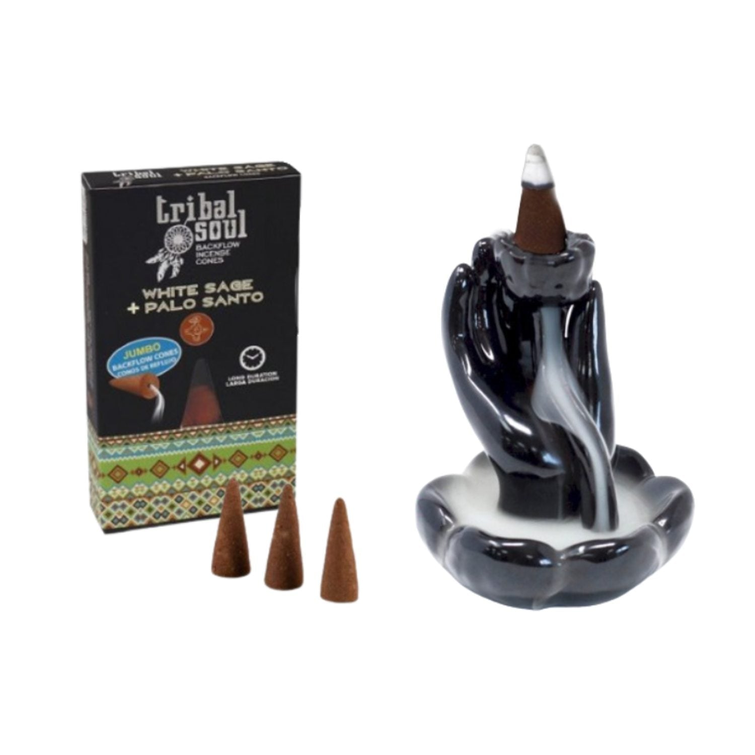 Baltasis šalavijas + Palo Santo – Tribal Soul Backflow Incense kūginiai smilkalai Hari Darshan - OBUOLYS
