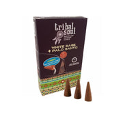 Baltasis šalavijas + Palo Santo – Tribal Soul Backflow Incense kūginiai smilkalai Hari Darshan - OBUOLYS
