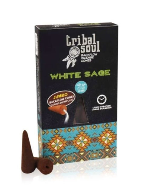 Baltasis šalavijas – Tribal Soul Backflow Incense kūginiai smilkalai Hari Darshan - OBUOLYS