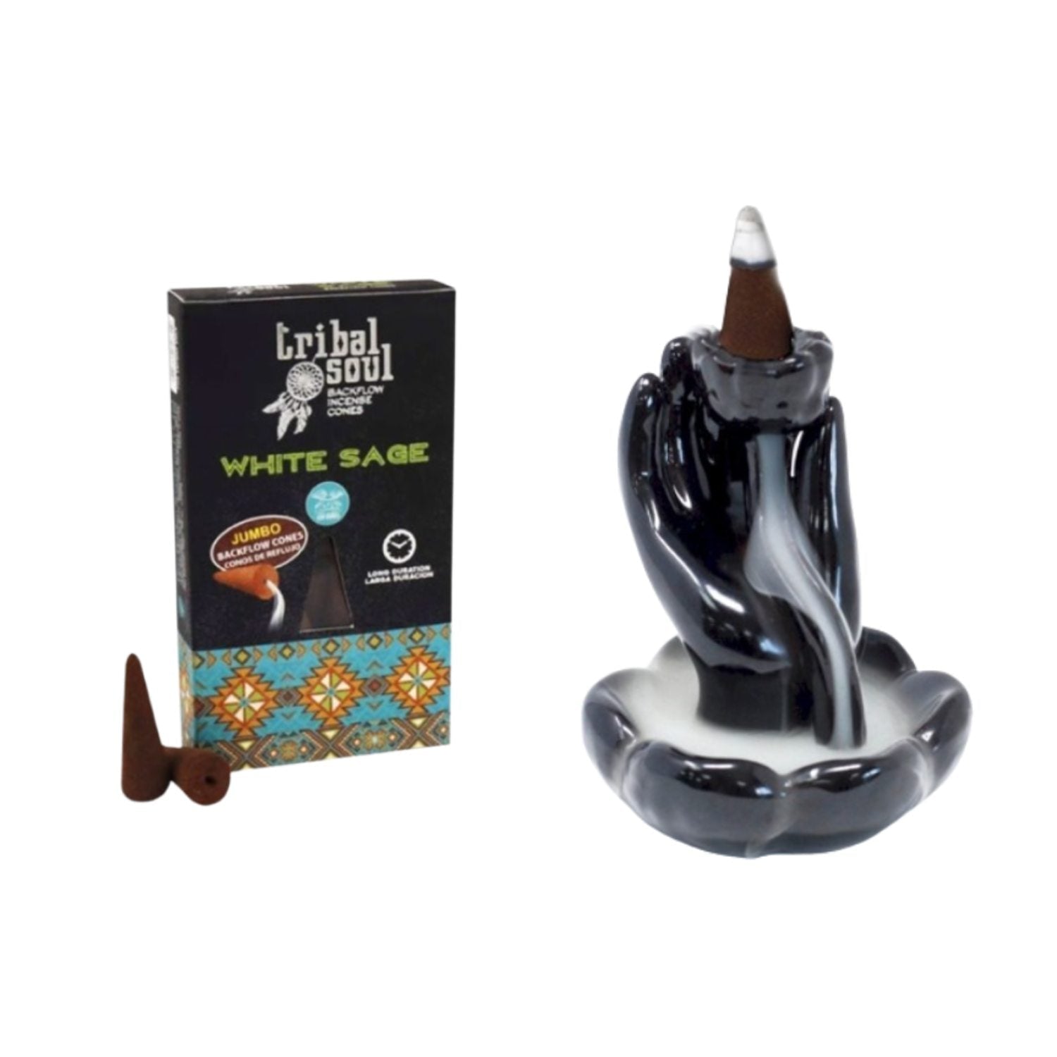 Baltasis šalavijas – Tribal Soul Backflow Incense kūginiai smilkalai Hari Darshan - OBUOLYS