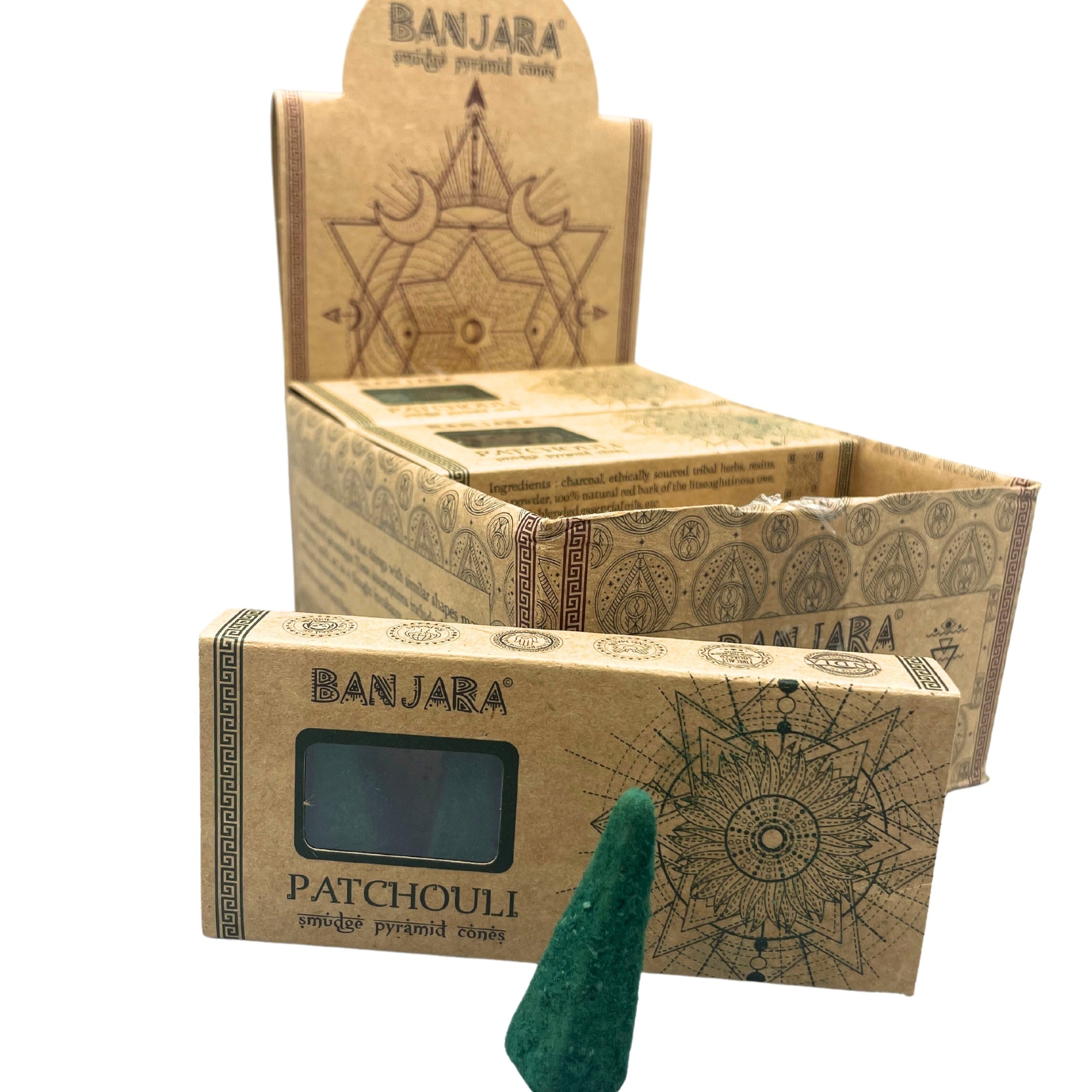 Banjara Smudge Piramidės formos kūgeliai smilkinimui - Patchouli - OBUOLYS