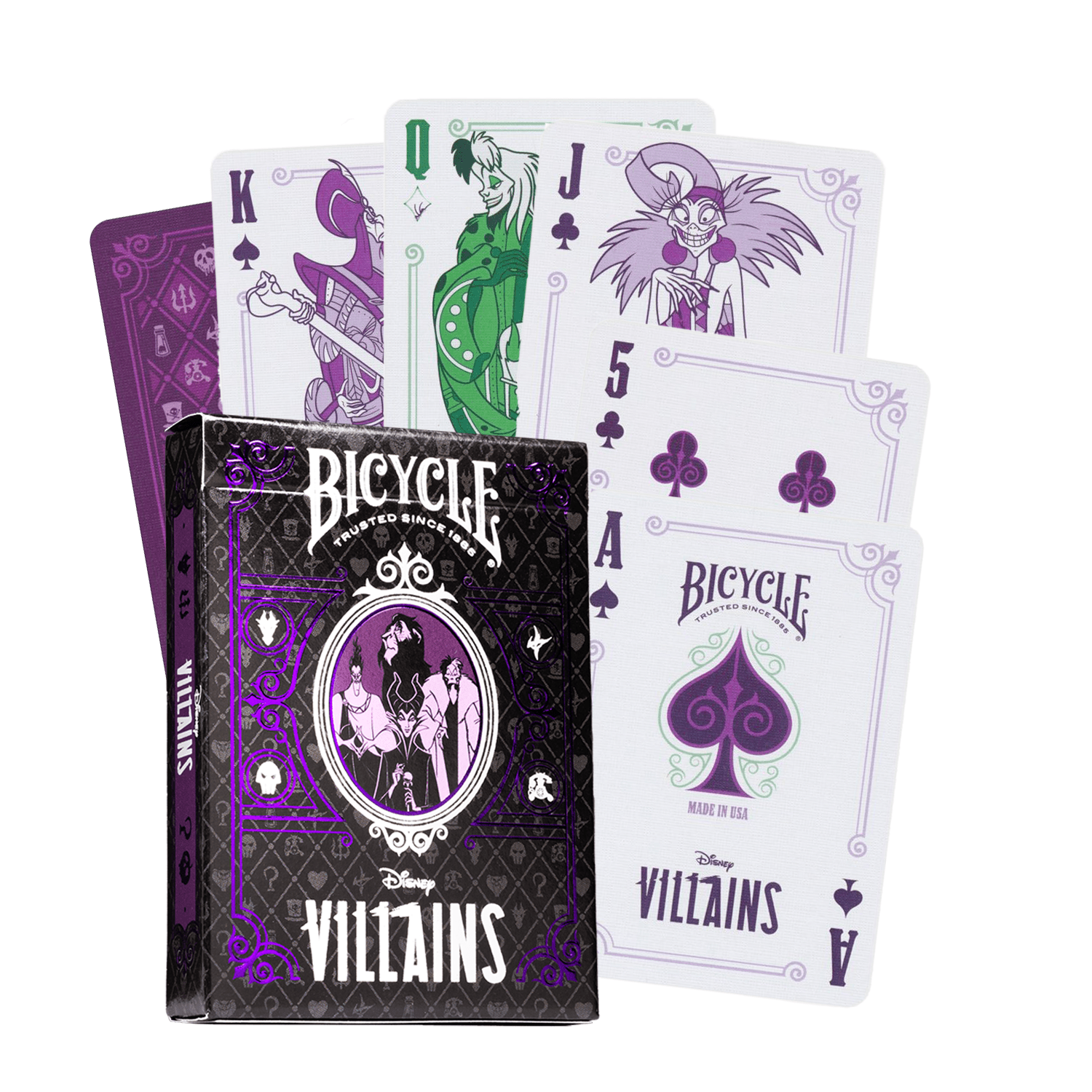 Bicycle Disney Villains žaidimo kortos (violetinės) - OBUOLYS
