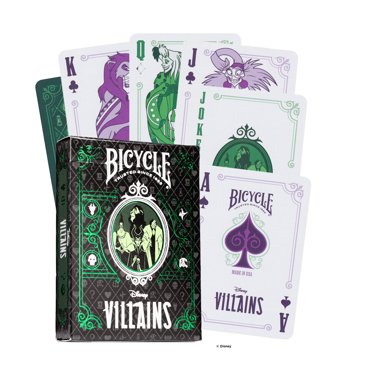 Bicycle Disney Villains žaidimo kortos (žalios) - OBUOLYS