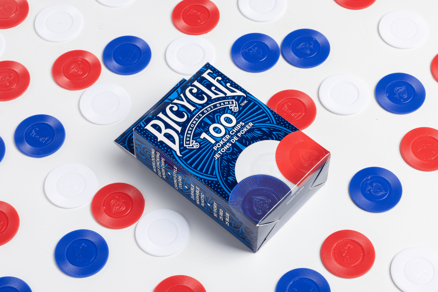 Bicycle Plastic Poker Chips 100 Count 2 Gram - OBUOLYS