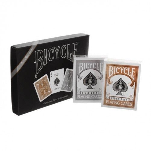Bicycle Prestige Line Rider Back 2 pokerio kaladžių rinkinys (aukso ir sidabro sp.) - OBUOLYS