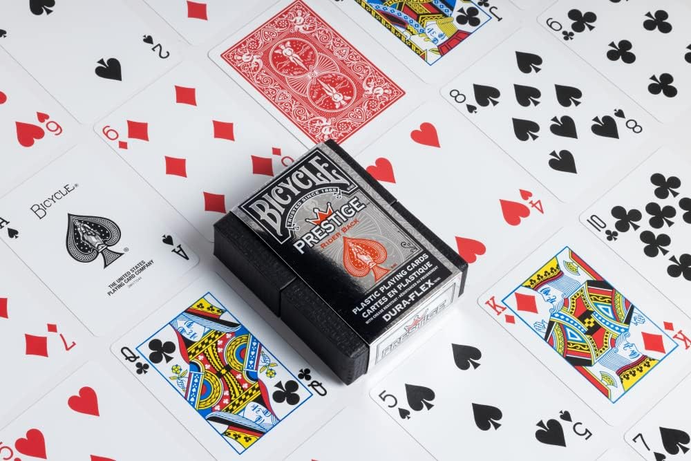 Bicycle Prestige Standard pokerio kortos dėžutėje (Raudonos) - OBUOLYS